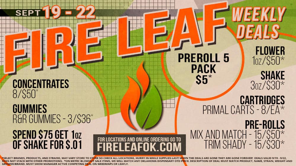 Weekly Dispensary Deals from Fire Leaf 9/19 – 9/22