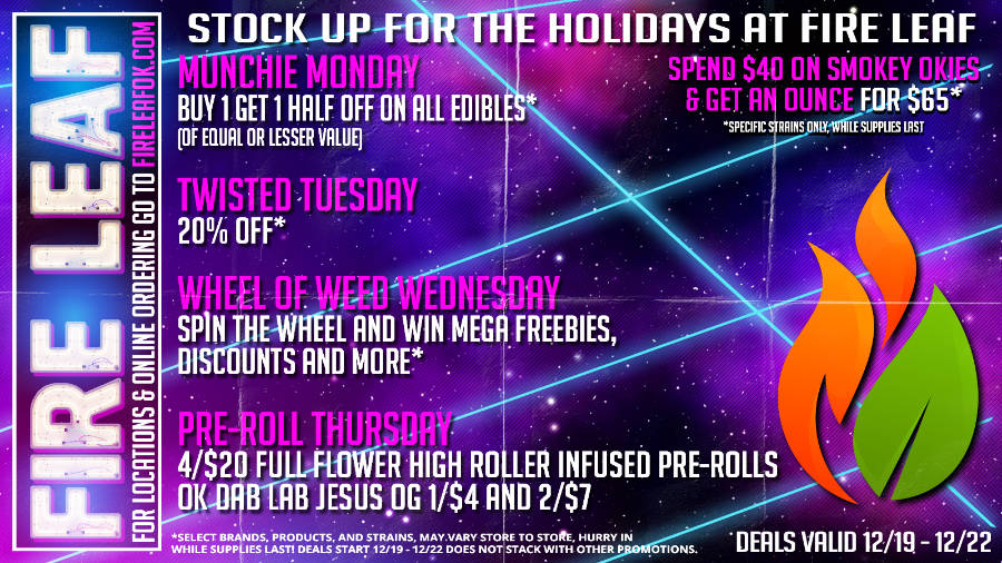 Stock up for the Holidays at Fire Leaf Dispensary